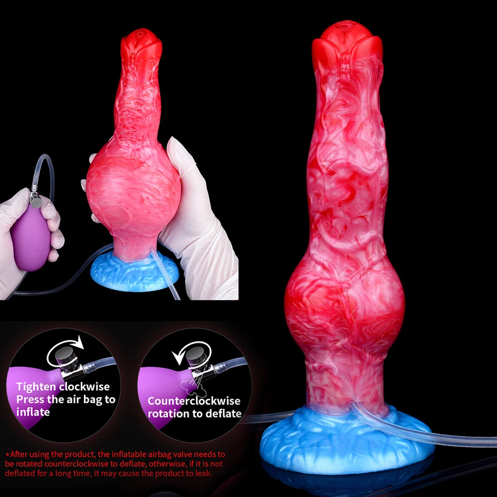 NNSX Dog Knot Inflatable Ejaculation Dildo Anal Plug Feamle Masturbation Vaginal Stimulation Squirting Penis Adult Sex Toys