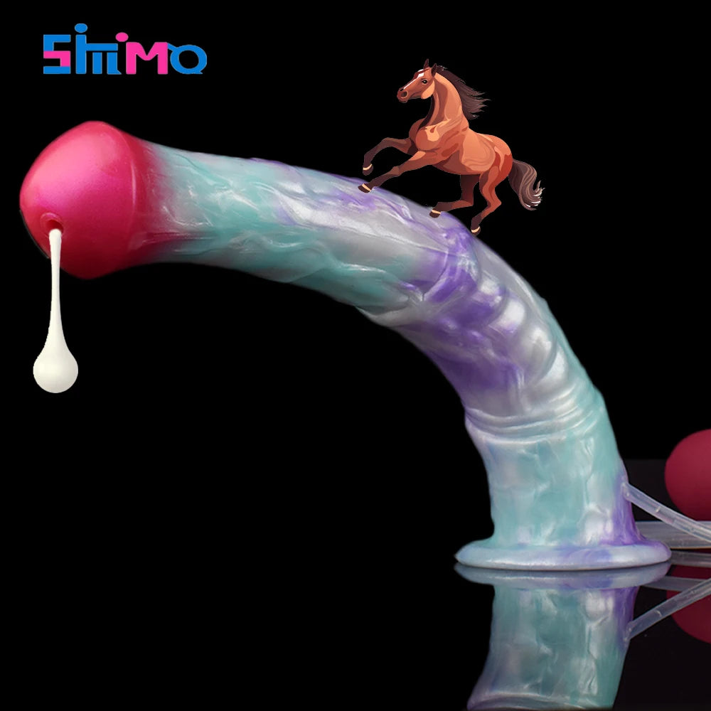 SMMQ Soft Silicone 11.61in Horse Anal Dildo With Squirt Function Vaginal G-spot Stimulator Female Masturbation