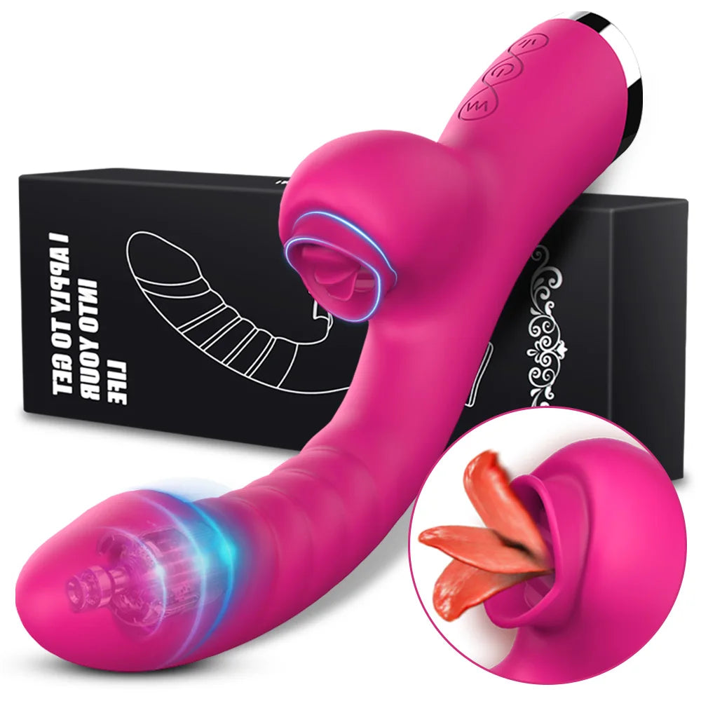 Tongue Licking Vibrator 2 In 1 Adult Women Sex Toys Dildos Vibrators Clitoris Stimulator With 20 Speed Vibrator